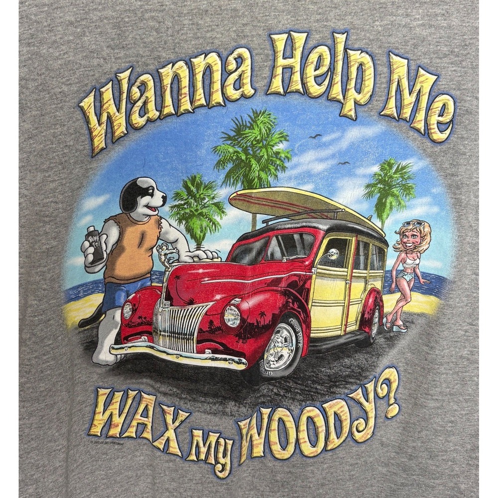 VTG Big Dogs Shirt Mens Sz Large 2003 Surf Wax My Woody